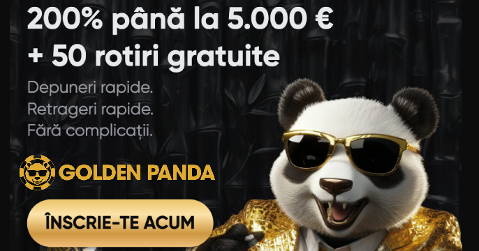 Golden Panda cazinou online banner principal cu bonus de bun venit 200%